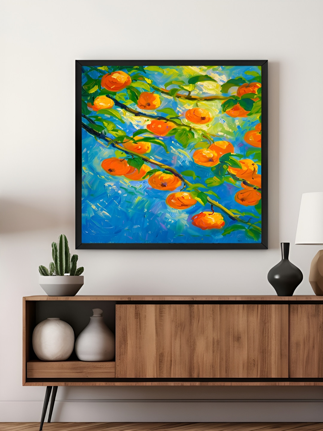 999Store Blue & Orange Orchard Canvas Painting Wall Art