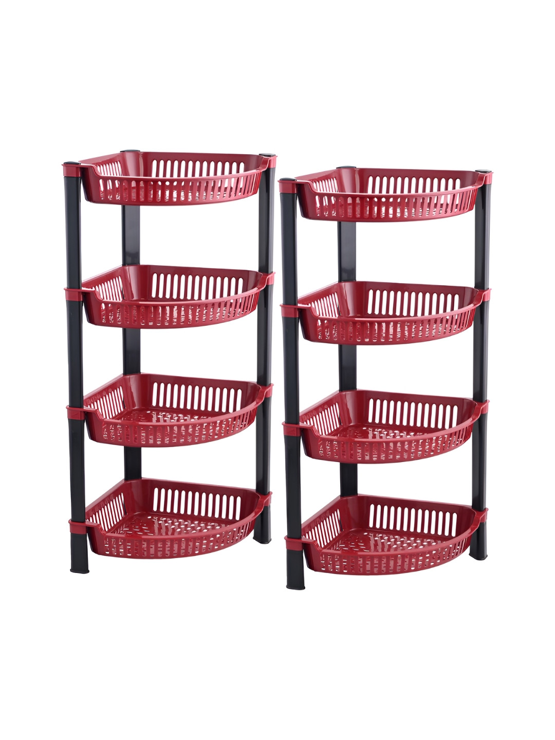 RUBOXA 2 Pcs Brown & Black Multi-Utility Kitchen Rack Vegetable Basket Stand