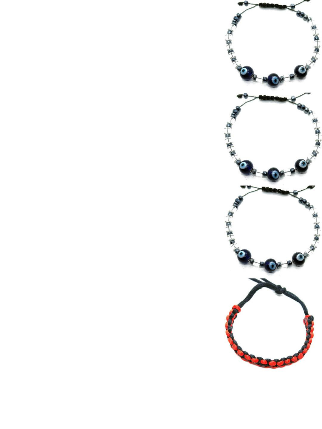 Dynamic Retail Global Men Pack Of 4 Fabric Wraparound  Bracelet