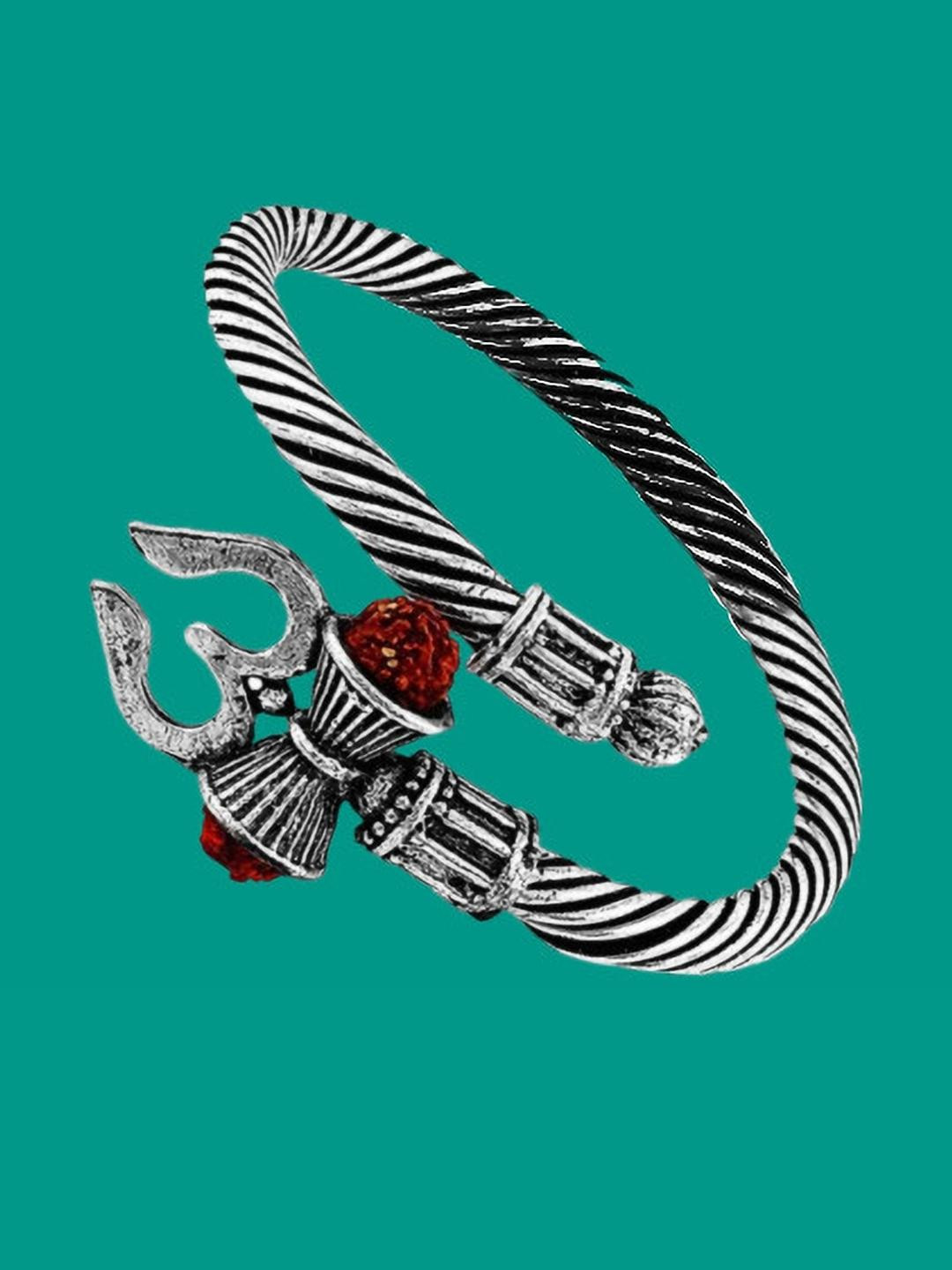 Dynamic Retail Global Stainless Steel Men Cuff Bracelet With Dholak Ornamentation