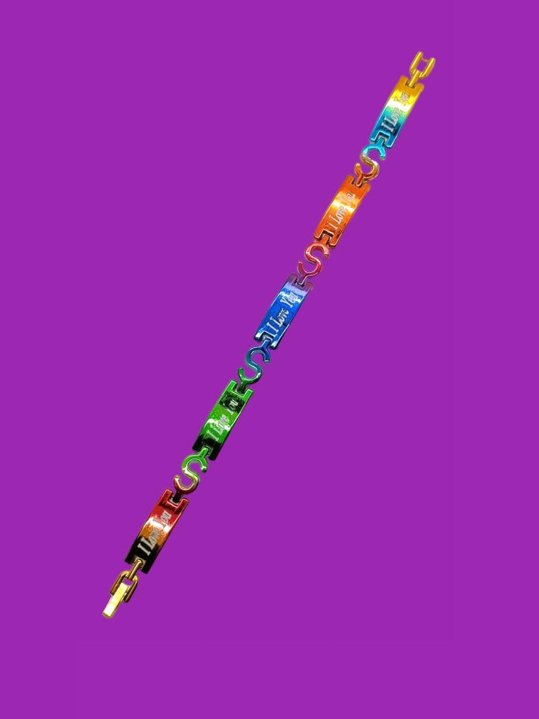 Dynamic Retail Global Men's Multicolor Stainless Steel Linked Bracelet