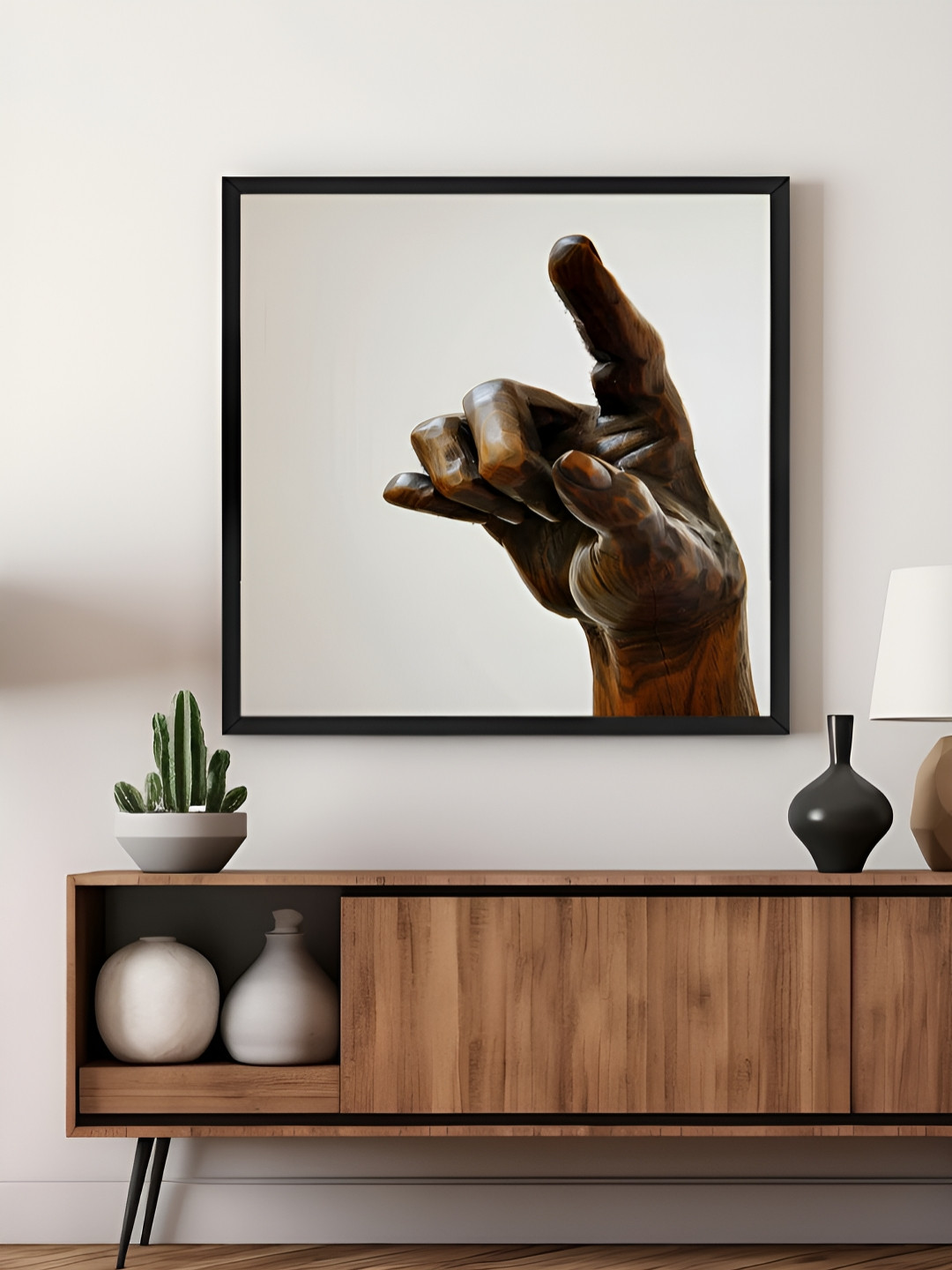 999Store Grey & Brown Canvas Wooden Hand Painting Wall Art