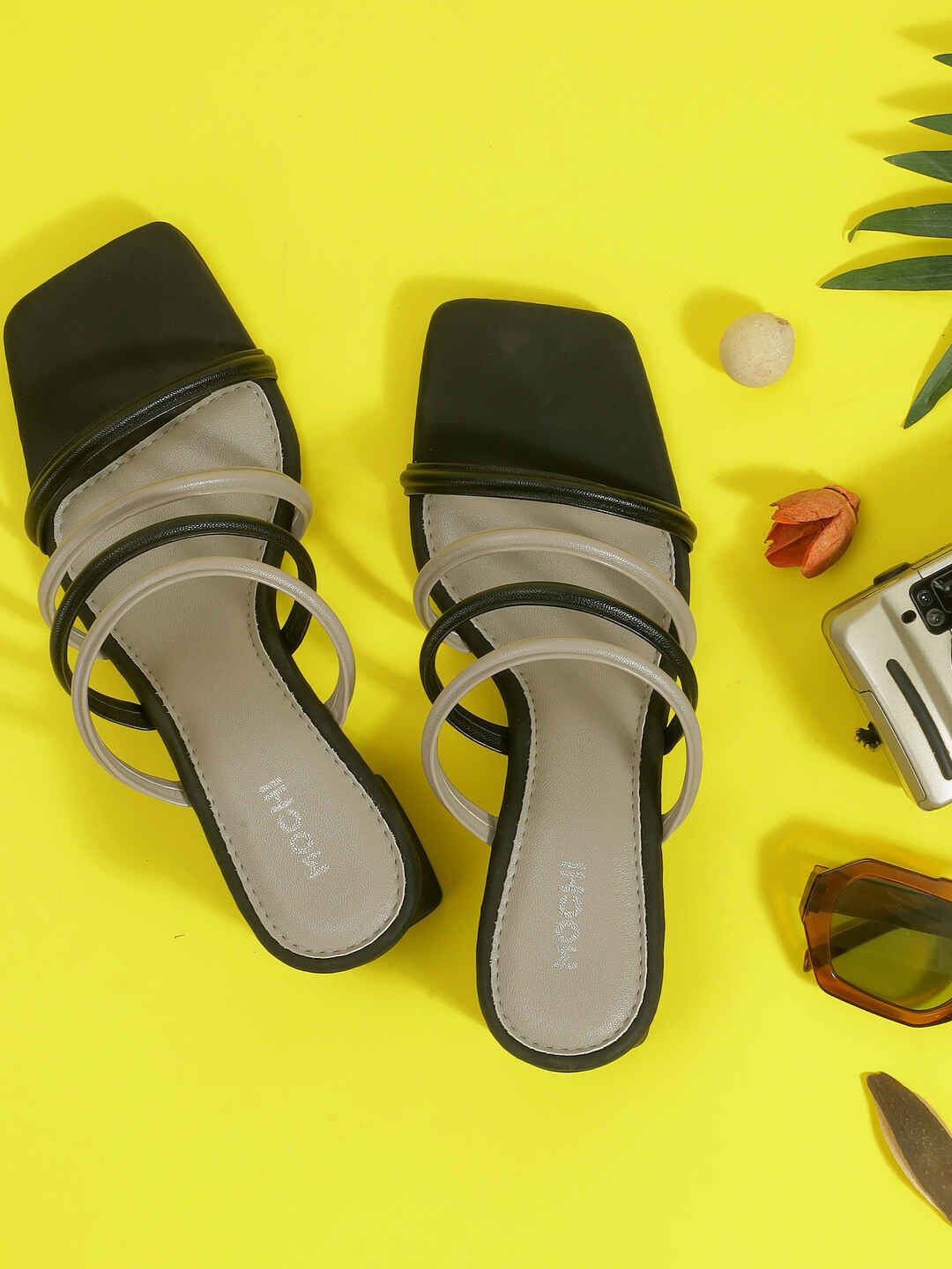 Mochi Women Open Toe Strappy Block Heel Sandals