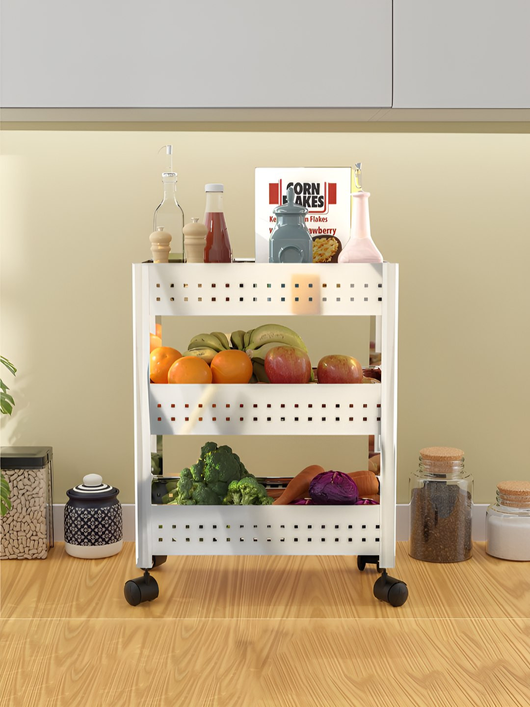 RUBOXA Silver-Toned 3-Tier  Stainless Steel Multi-Purpose Kitchen Organizer