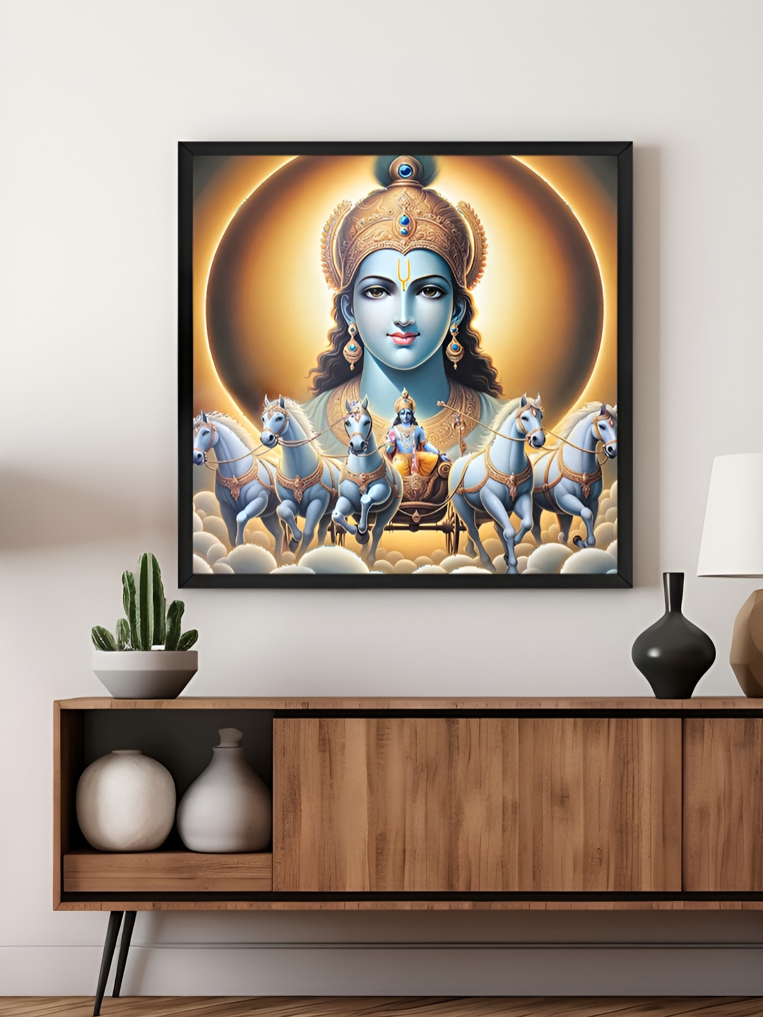 999Store Brown & Blue Sun God Canvas Painting Wall Art
