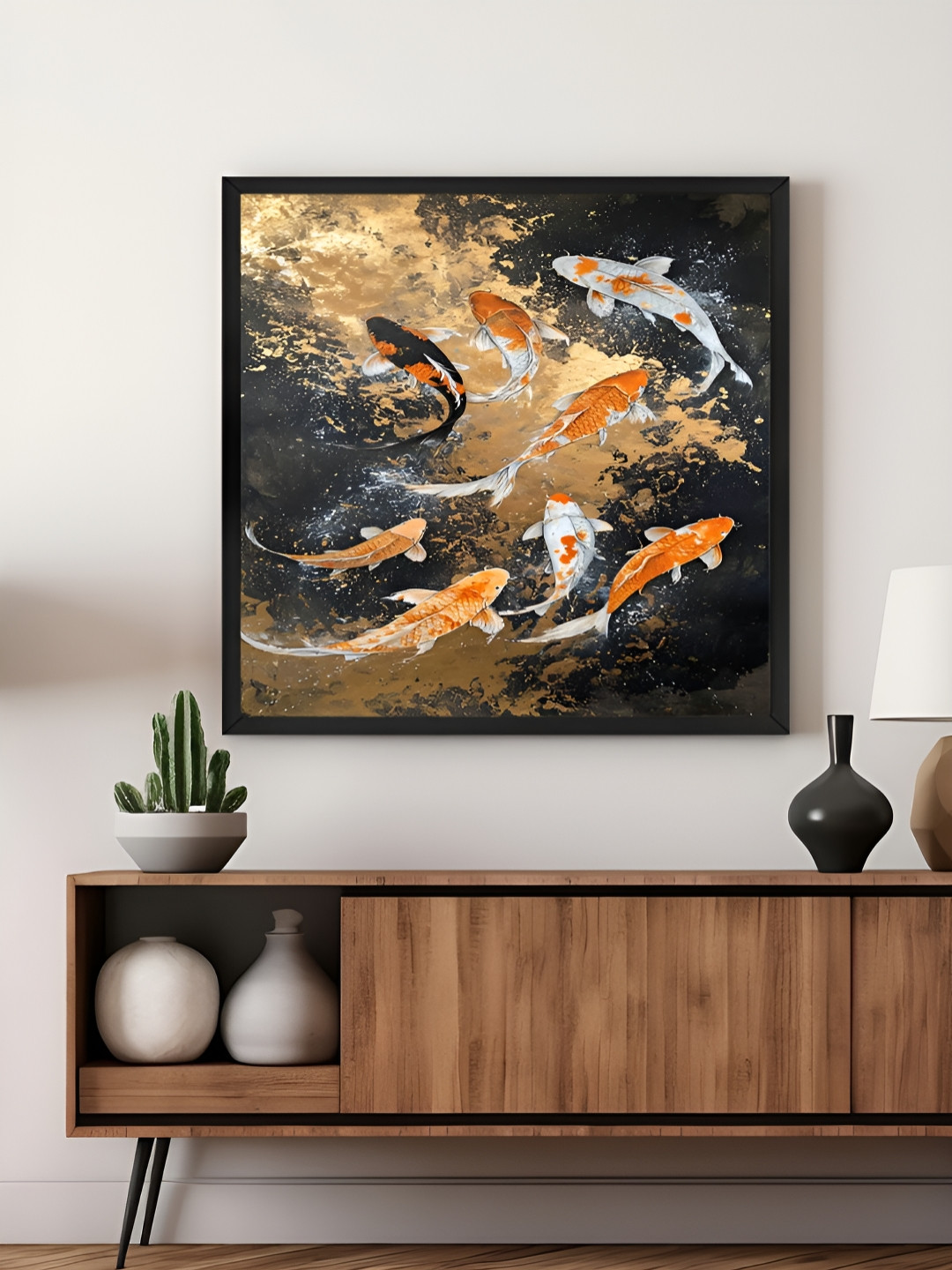 999Store Black & Brown Koi Fish Canvas Wall Art