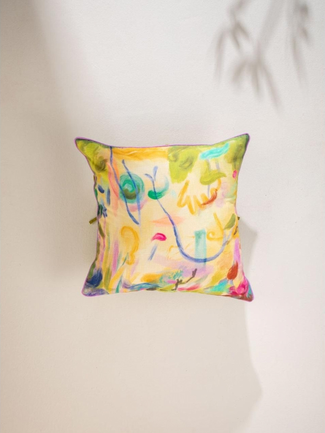 FREEDOM TREE Palette Yellow & Blue Floral Printed Cotton Square Cushion Covers
