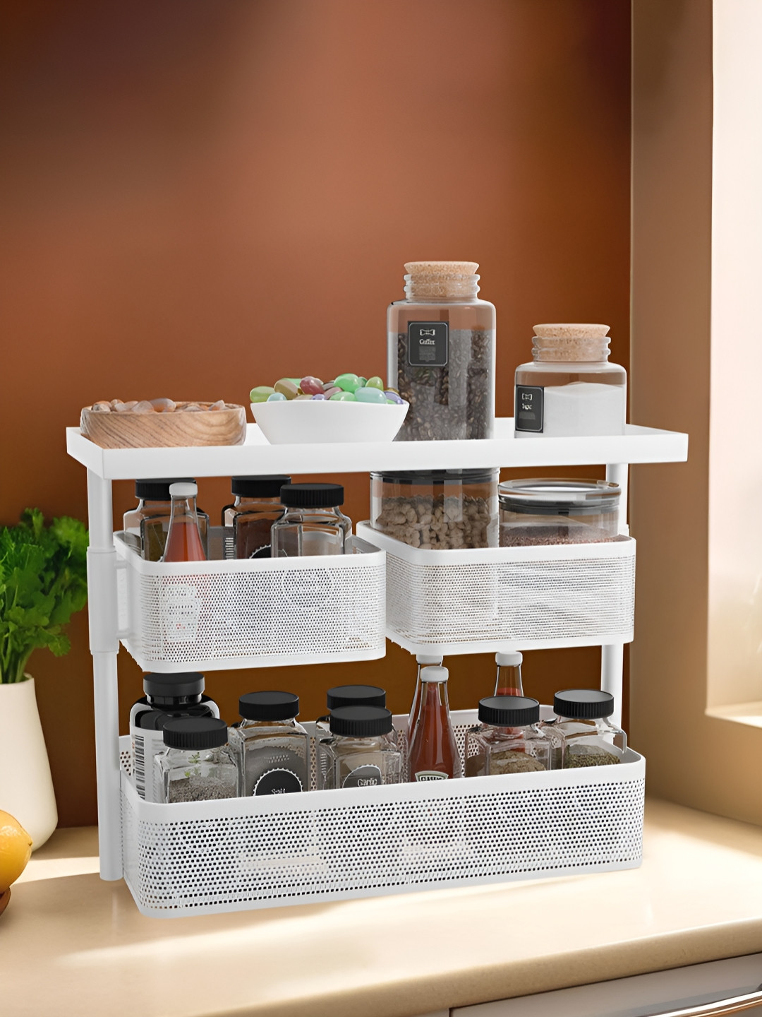 RUBOXA White 3 Tier Kitchen Organiser