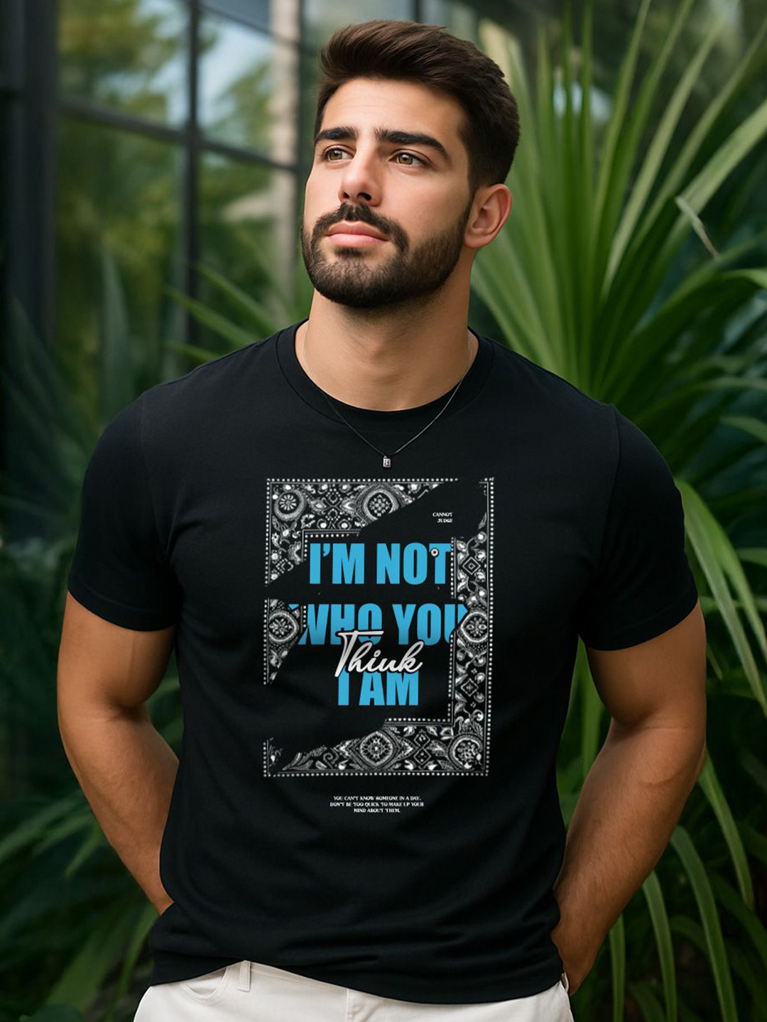 VEIRDO Men Graphic Printed Round Neck Cotton T-shirt