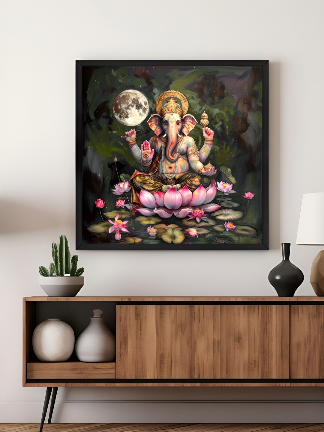 999Store Green & Pink Canvas Ganesha's Infinite Religious Wall Art