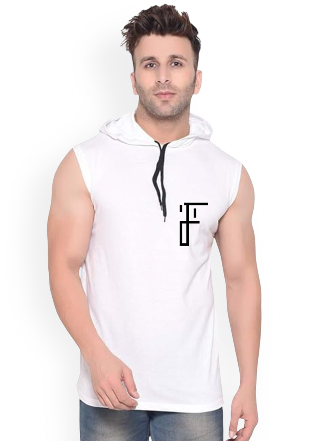 Fashnobic Smile Printed Hooded Gym Vest FB-106_W_Back_pt-6