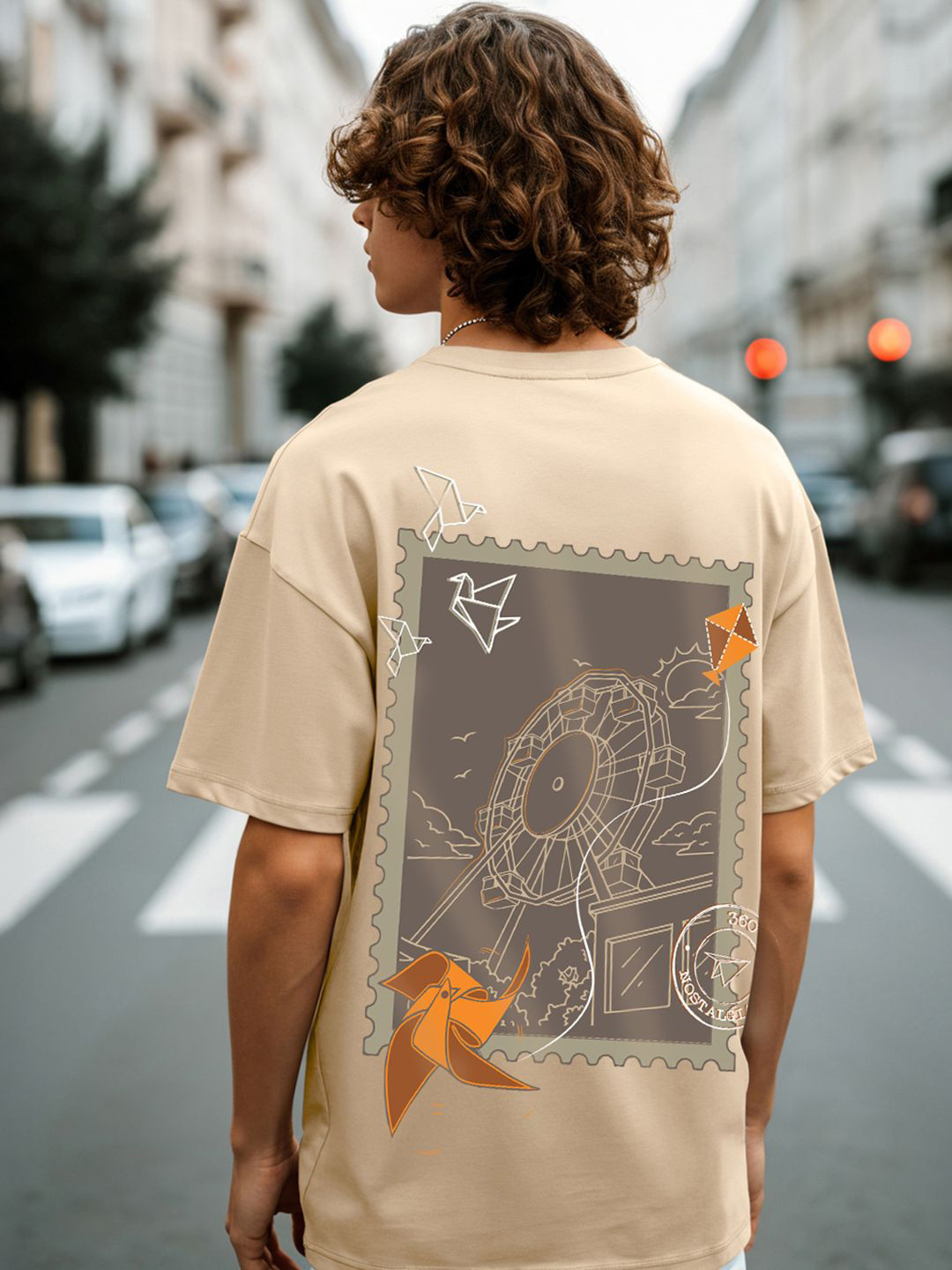 Bewakoof Oversized Ginger Root Nostalgia Graphic Printed Pure Cotton T-Shirt