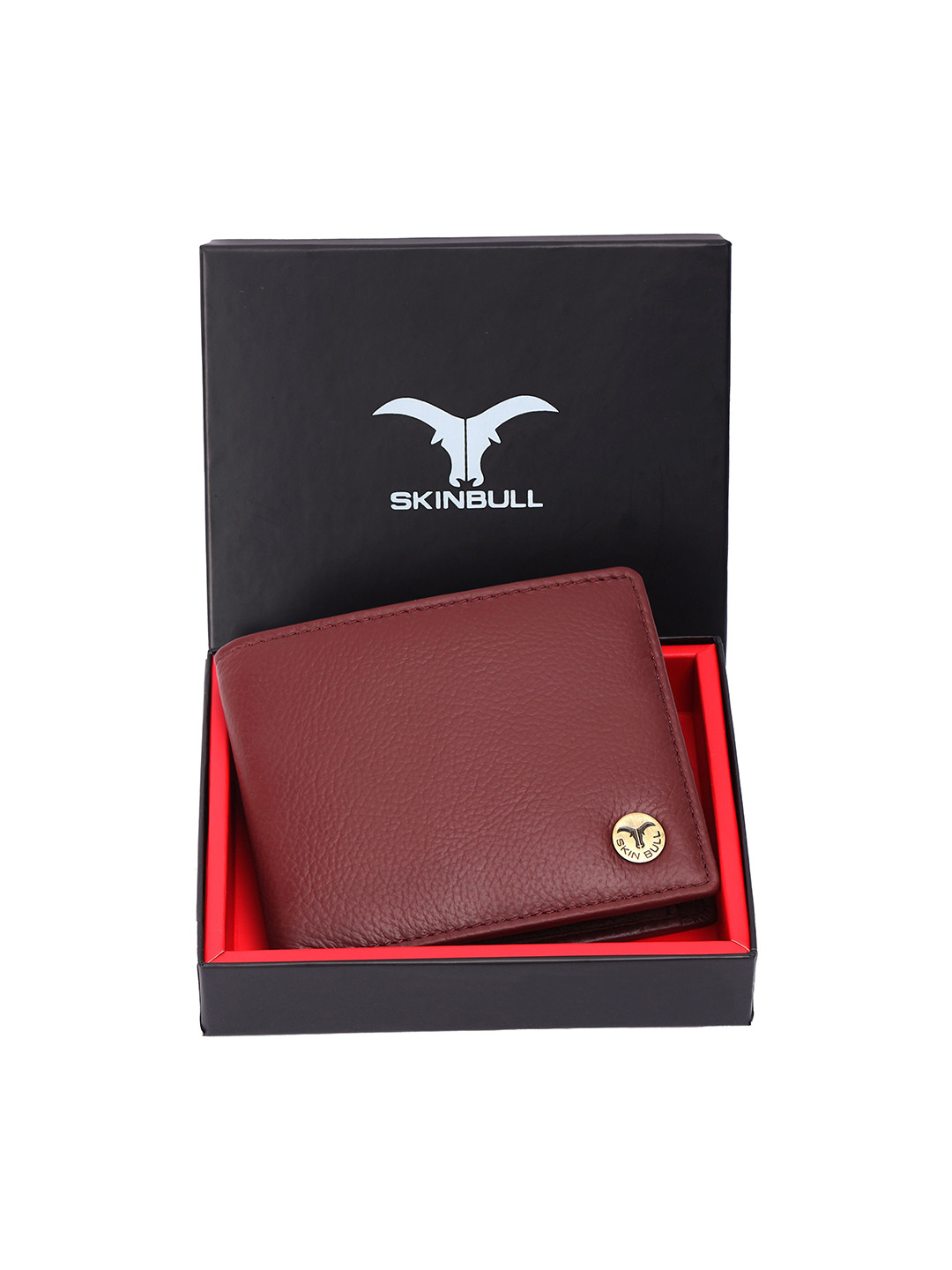SKINBULL Men Brand Logo Leather Two Fold Wallet