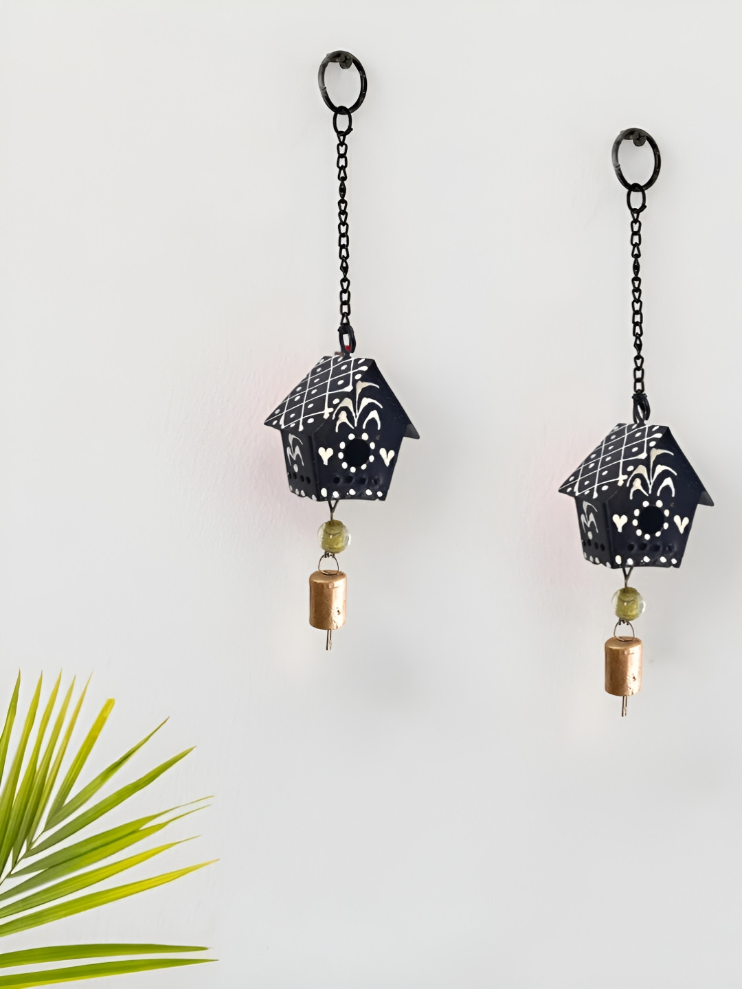 JASMEY HOMES Little Hut Metal Matte Hanging Hall 2Pcs Wall Hangings-5.3In