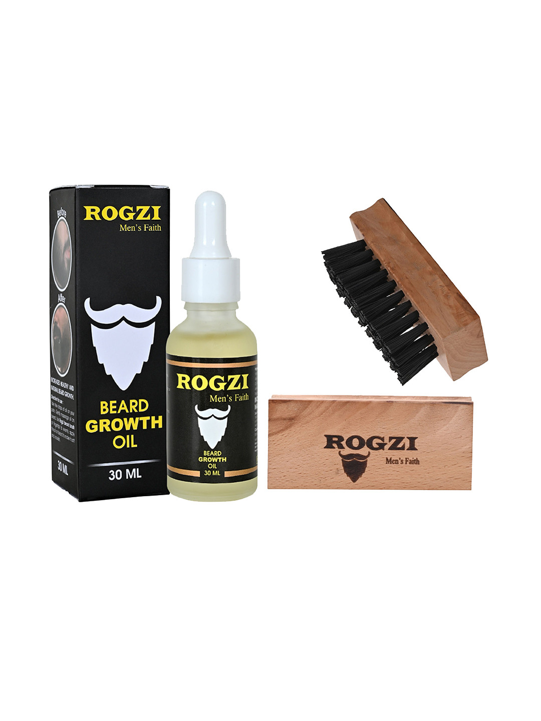 ROGZI Beard Growth Oil - 30 ml With Boar Bristle Brush