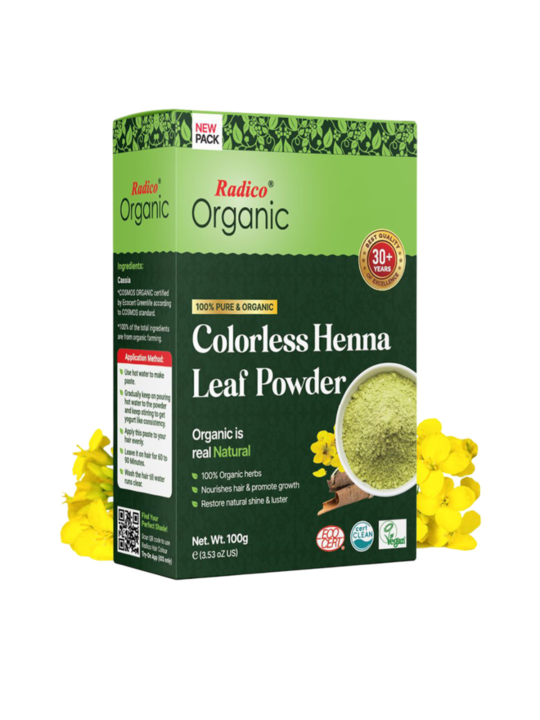Radico Organic Colorless Henna Leaf Powder - 100 g