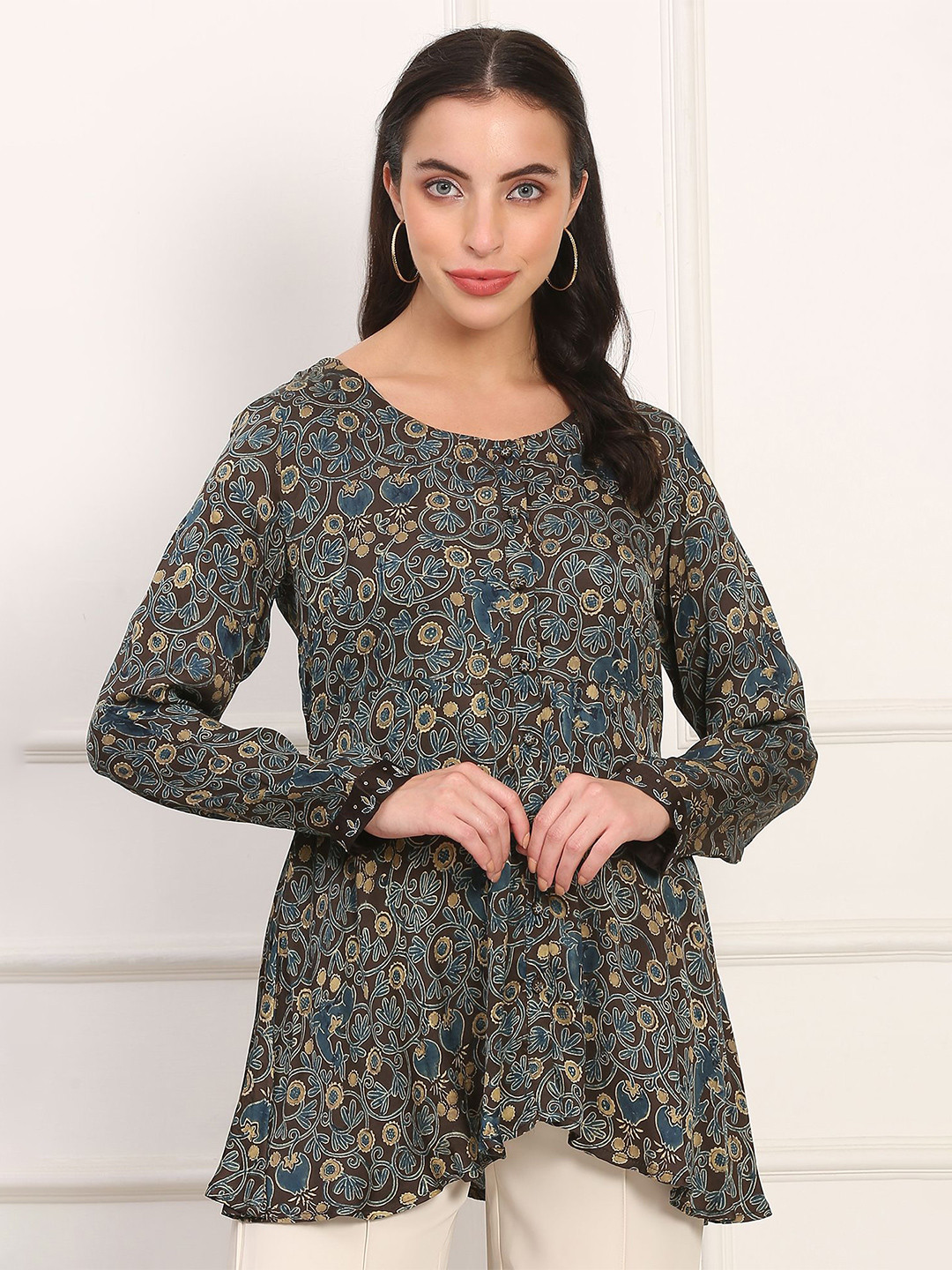 Folk Song Women Tropical Printed Top