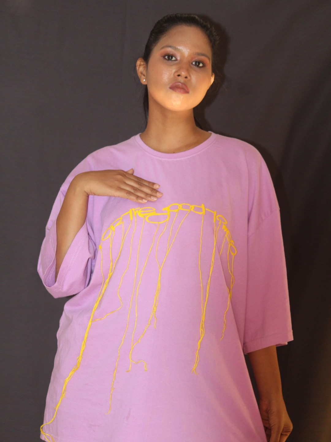 BANGS AND CRACKLES Unisex Oversized Typography Printed Pure Cotton Dual Fusion T-Shirt