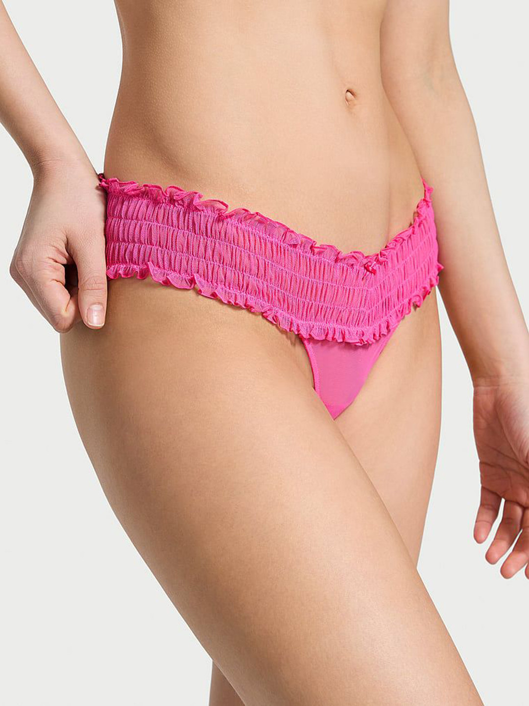 Victoria's Secret Lacie Smocked Mesh Thongs Briefs 1126536300T2
