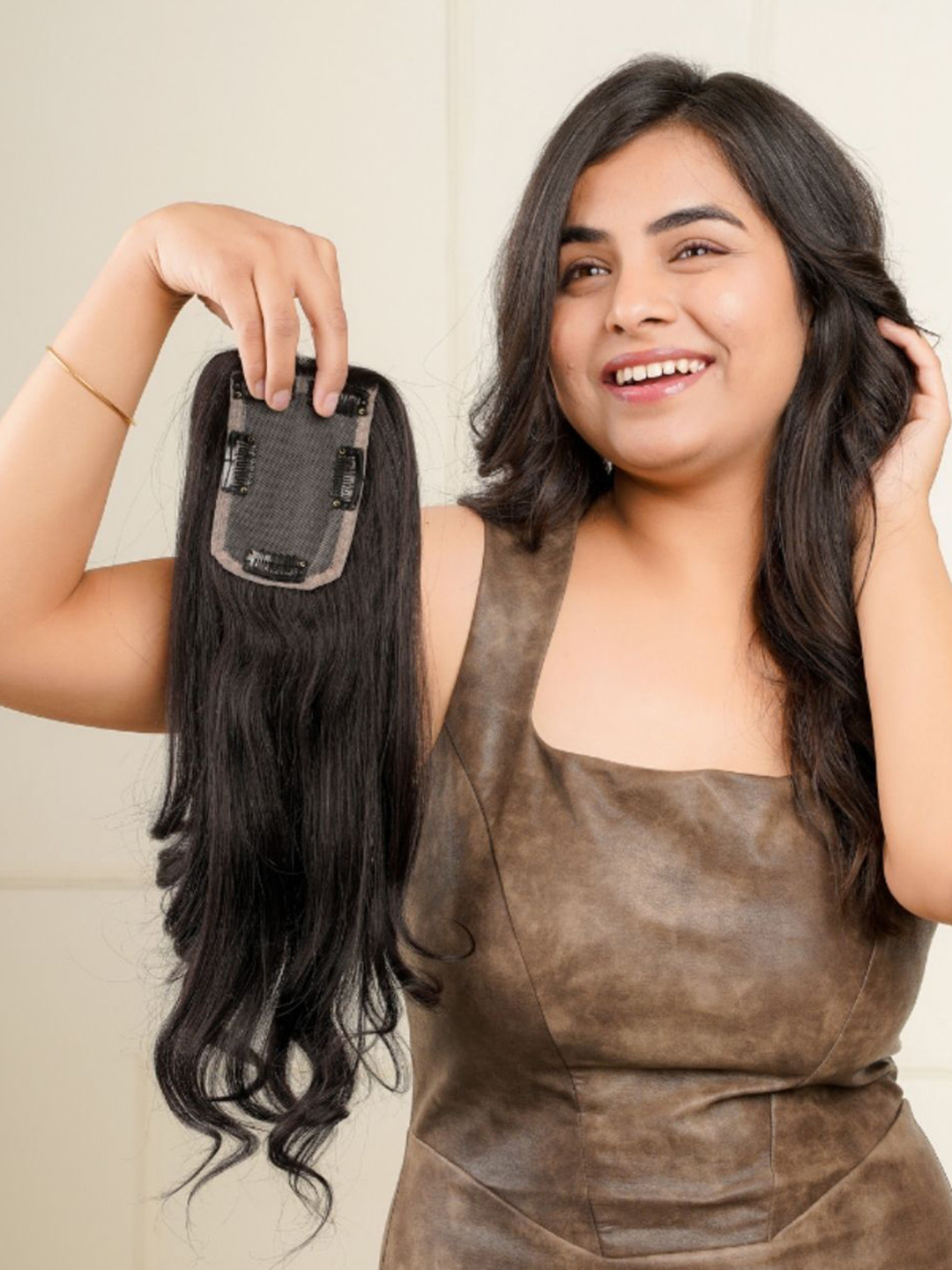 The Shell Hair Clip In Wavy Scalp Topper Hair Extension - Natural Brown - 18 Inch