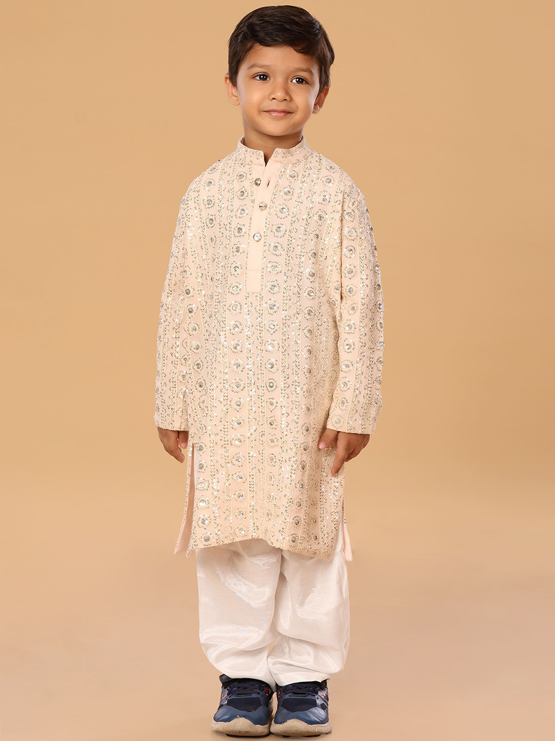 The Mini Trunk Peach Lucknowni Kurta Set