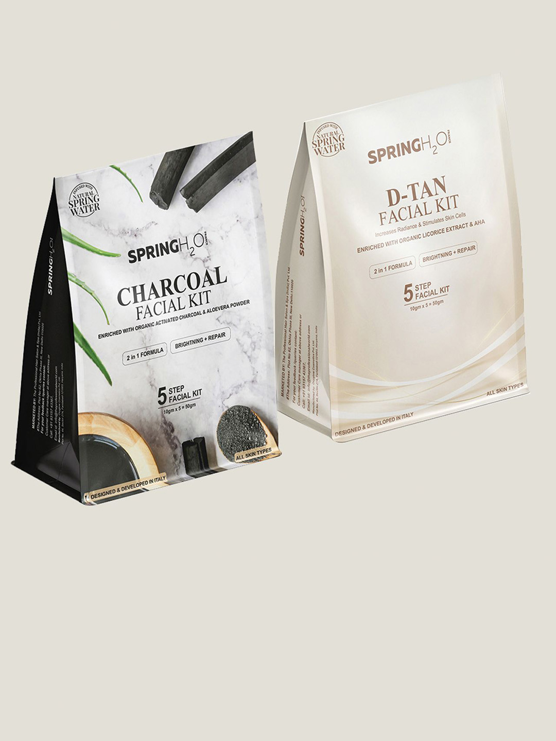 Spring H2O Set Of 2 Charcoal & D-TAN 5 Step Facial Kit - 50 g Each