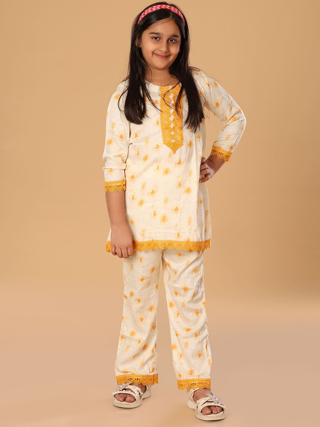 The Mini Trunk Yellow Tie & Dye Pant Set