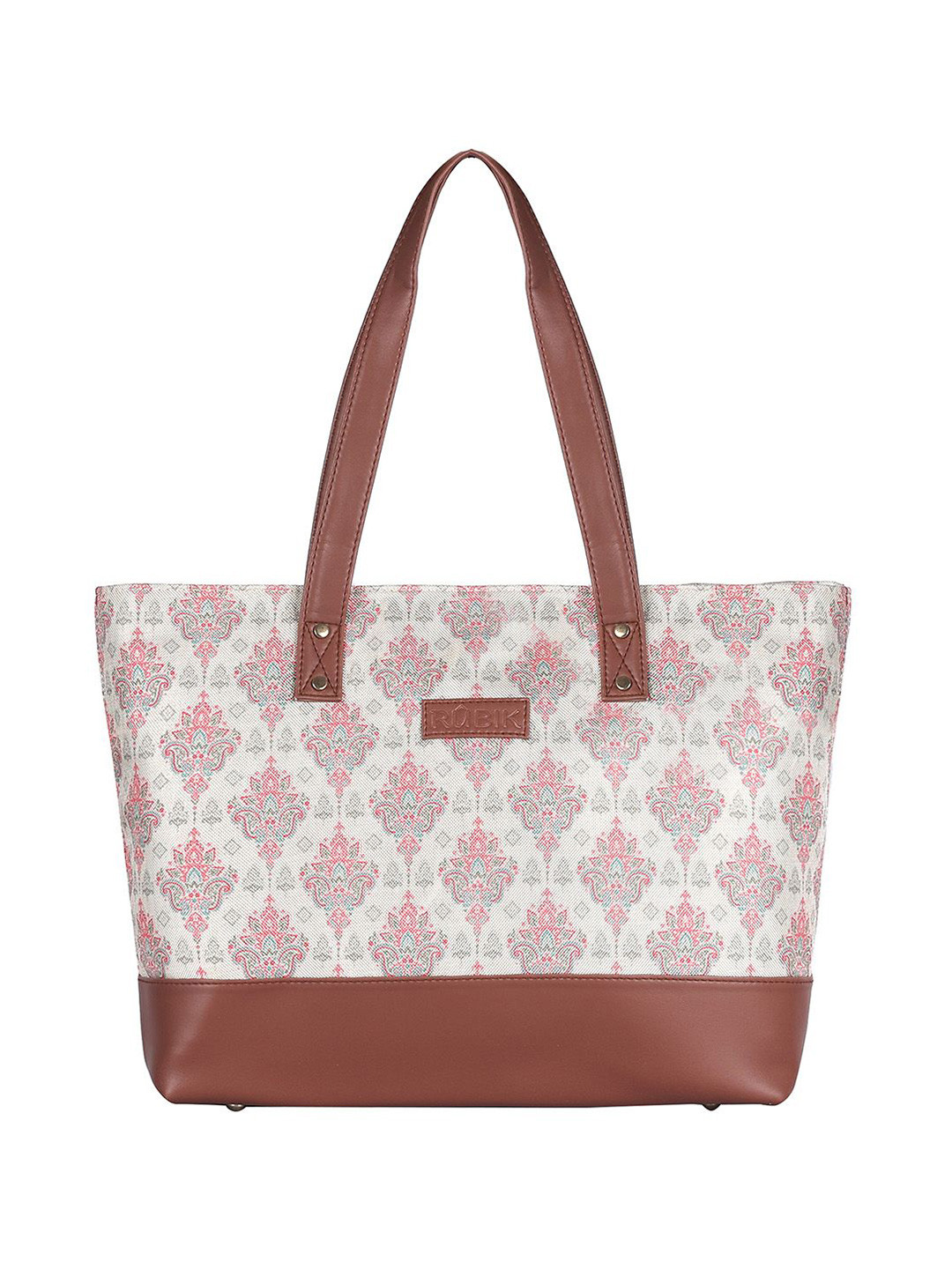 Rubik Floral Printed Laptop Space Upto 12 inch Shopper Jute Tote Bag