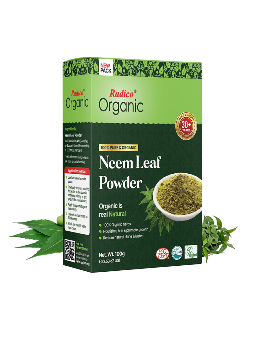 Radico Organic Neem Leaf Powder For Shiny & Healthy Hair - 100 g