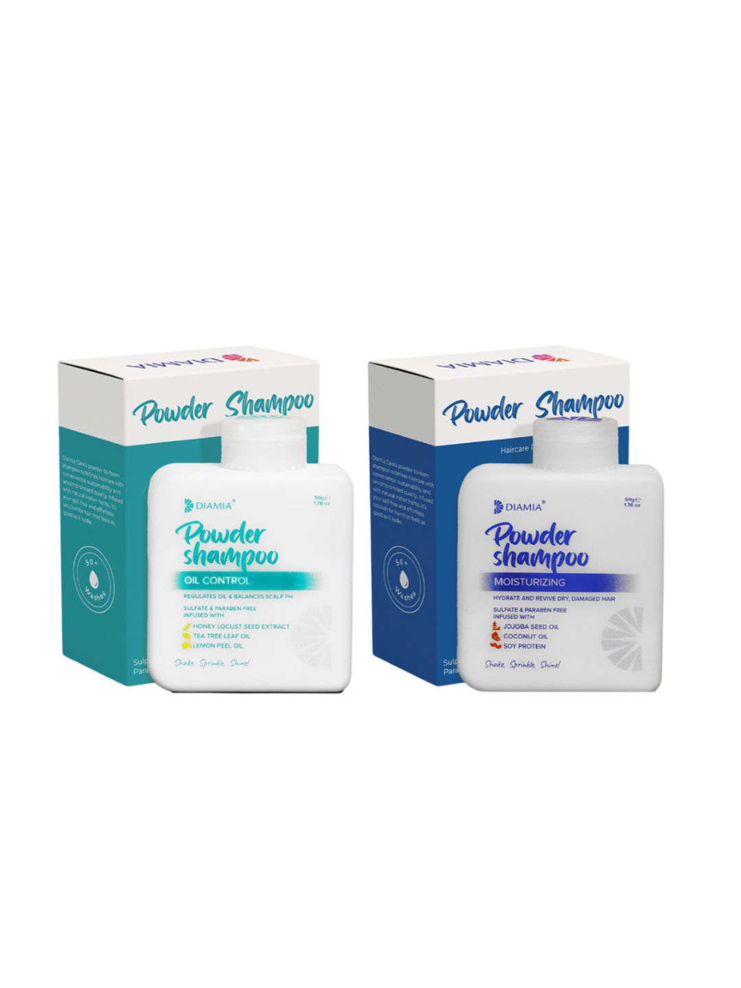 DIAMIA Set Of 2 Oil Control & Moisturizing Powder Shampoo - 50 g Each