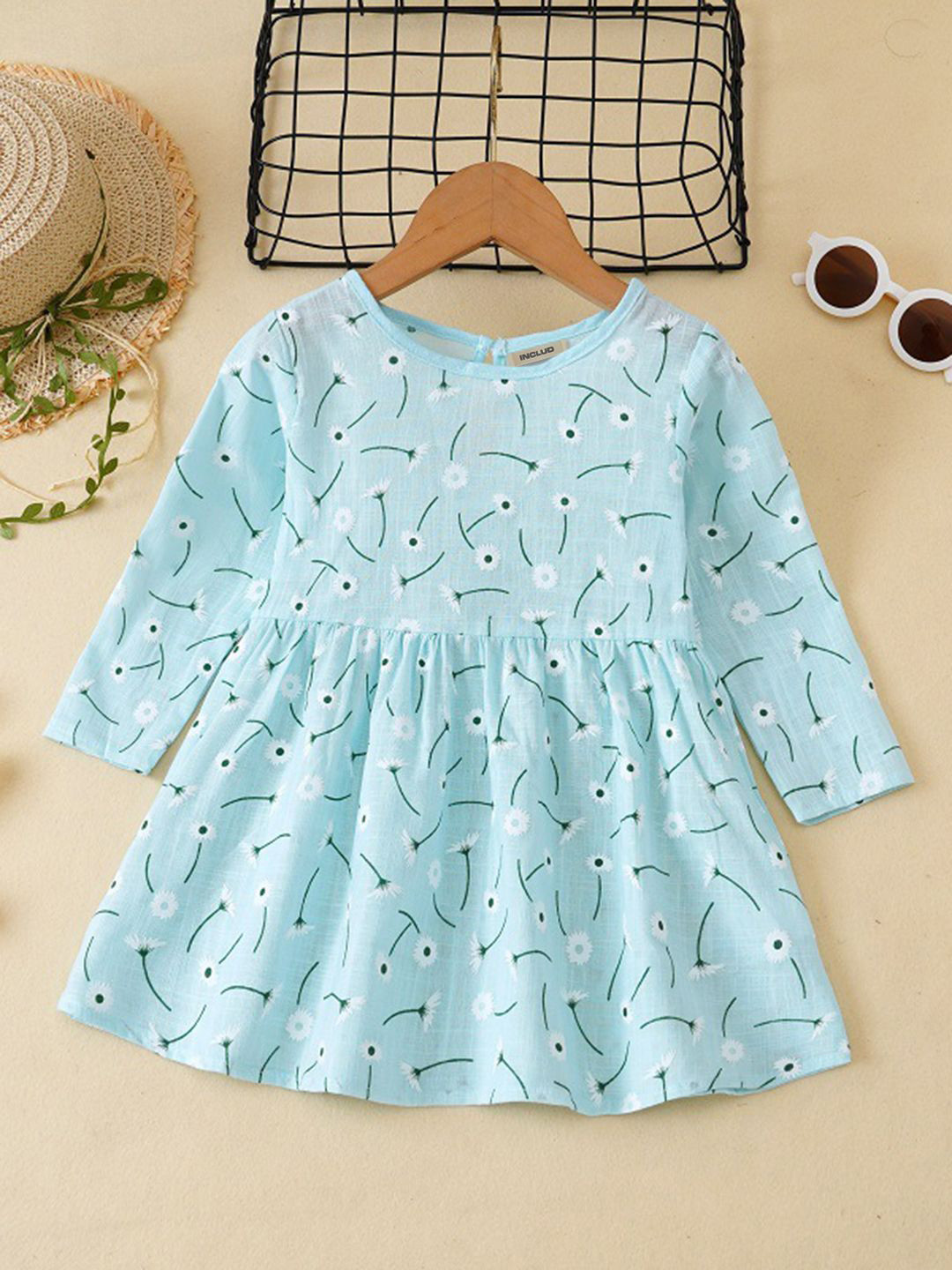 INCLUD Girls Dandelions Floral Printed  Fit & Flare Dress