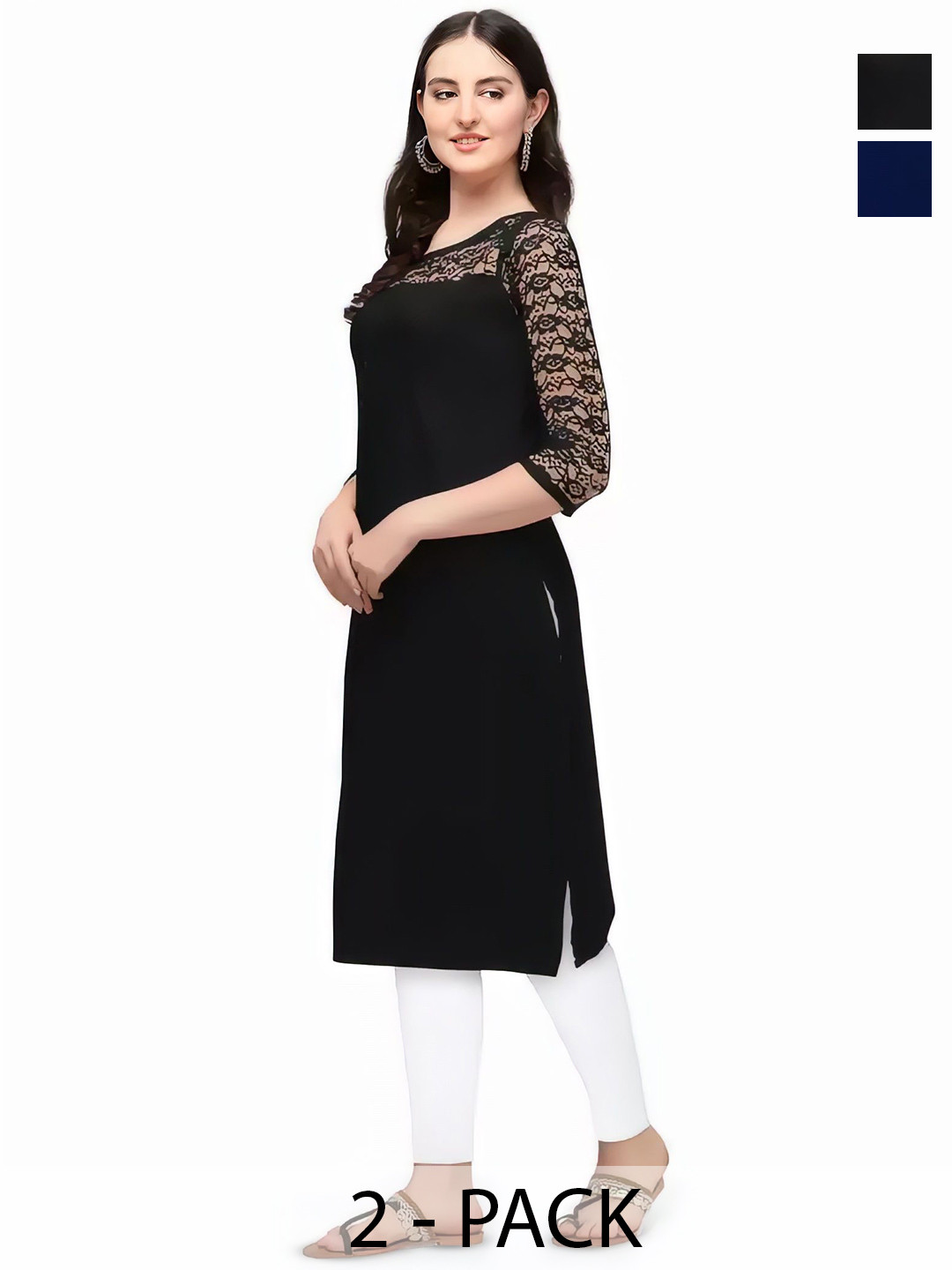 ZELZIS Women Set Of 2 Crepe A-line Combo Casual & Daily Wear Kurtis