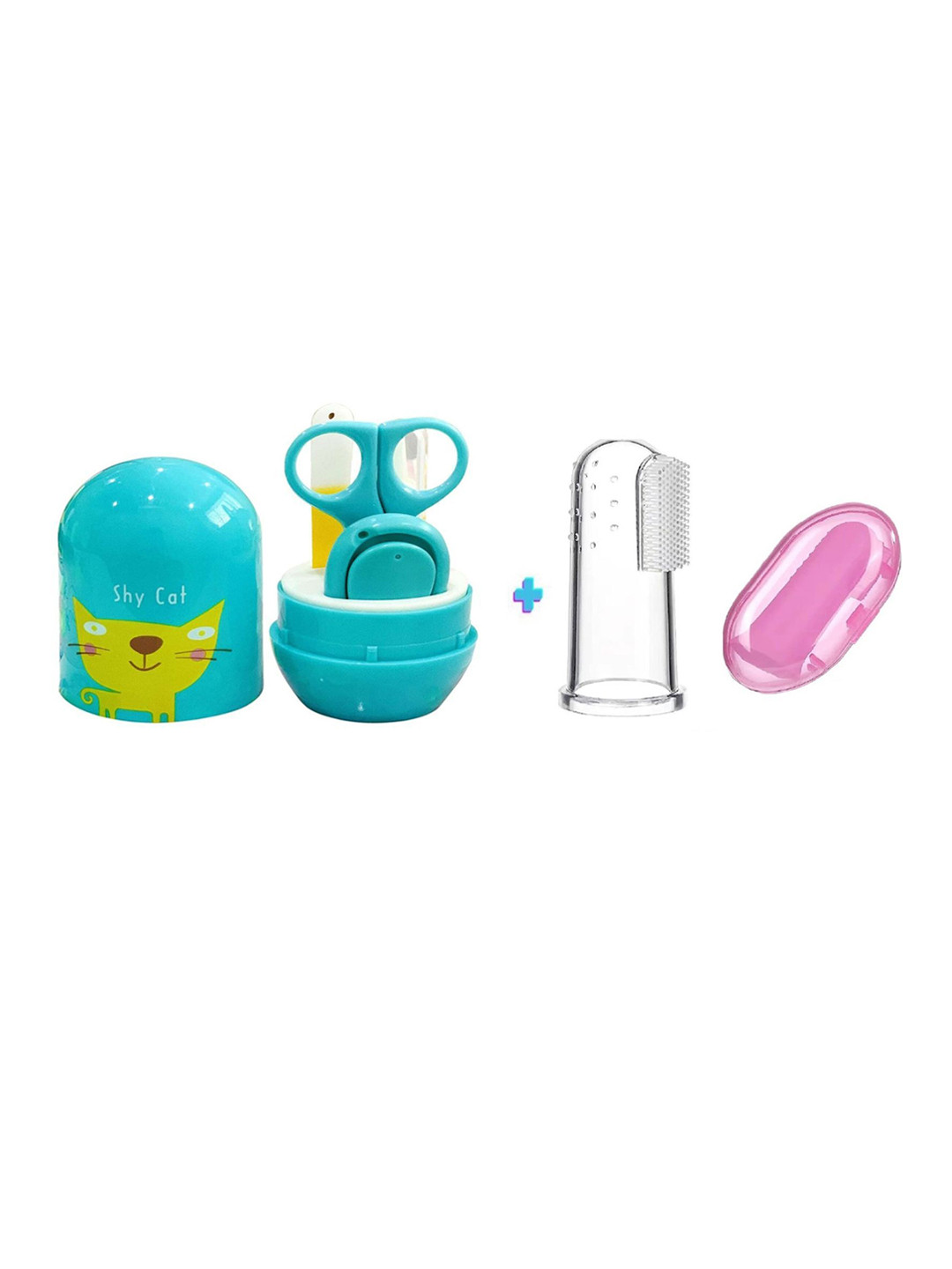 Joy Buzz Kids Set Of 2 Baby 4 In 1Nail Kit With Finger Brush - Blue