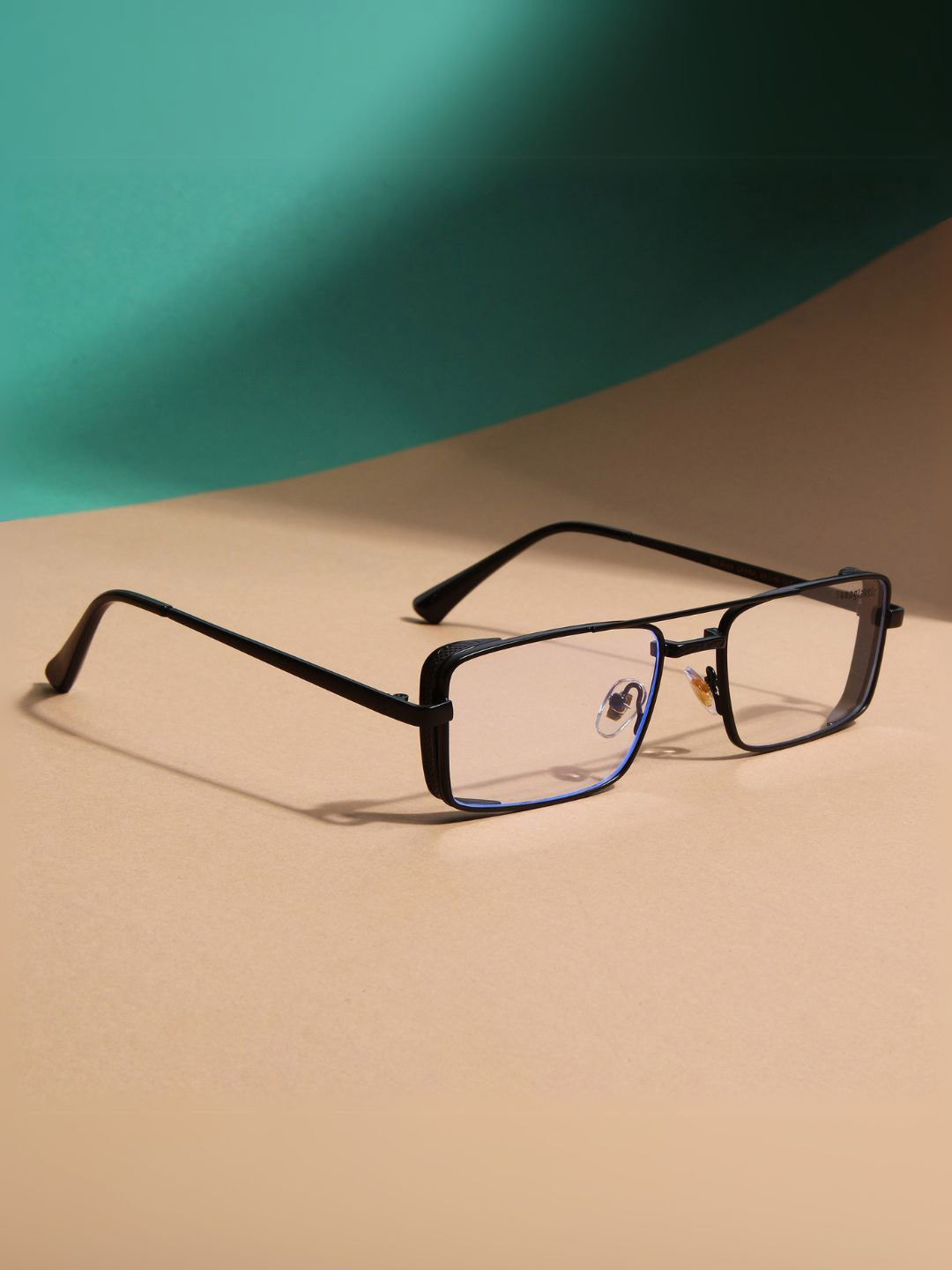 SUNGLASSIC Unisex Opera Black Clear Rectangle Sunglasses OPERA-BLACK-CLEAR-Clear