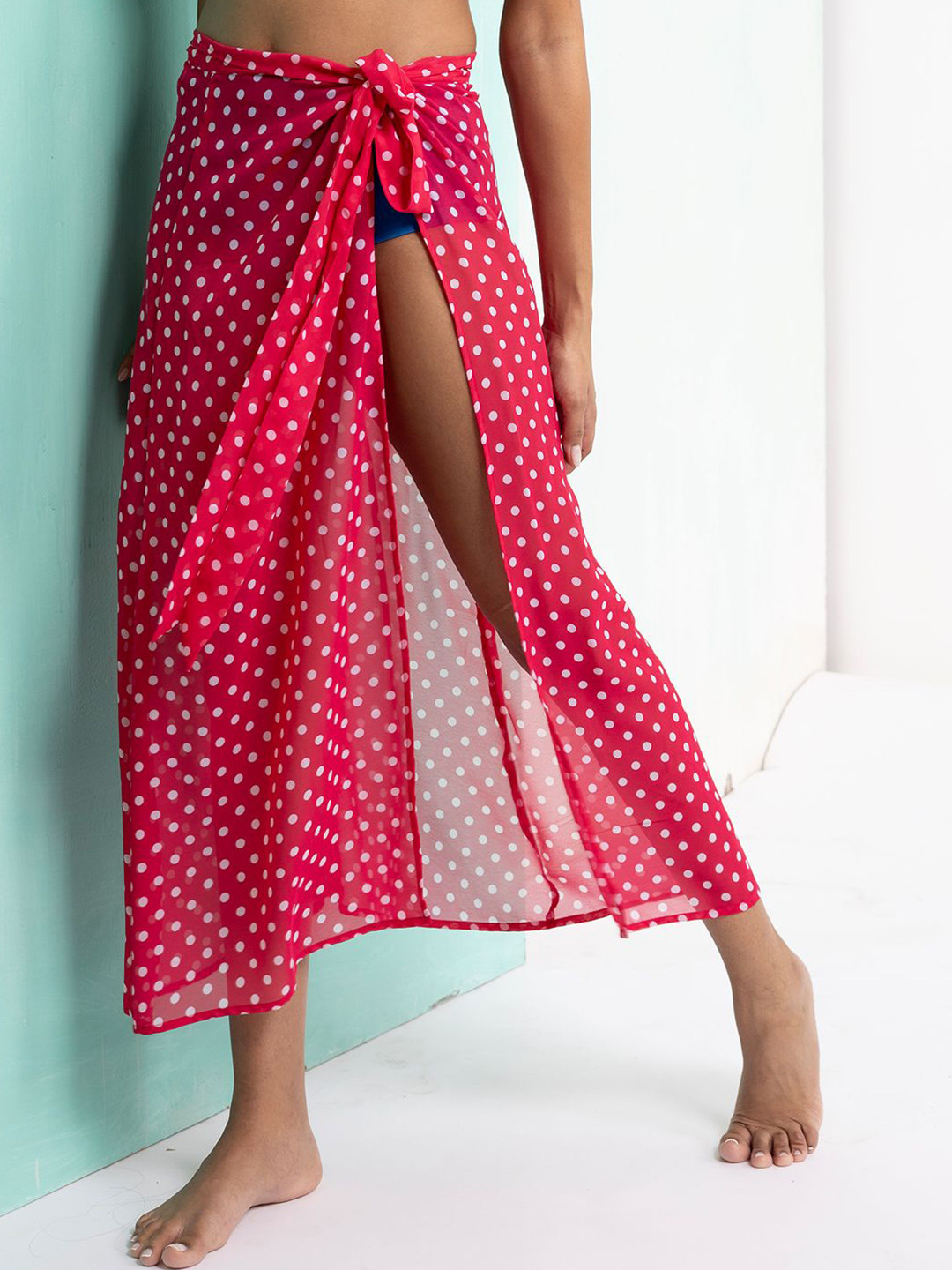 Aoba Women Pink Printed Swim Cover-up Sarong