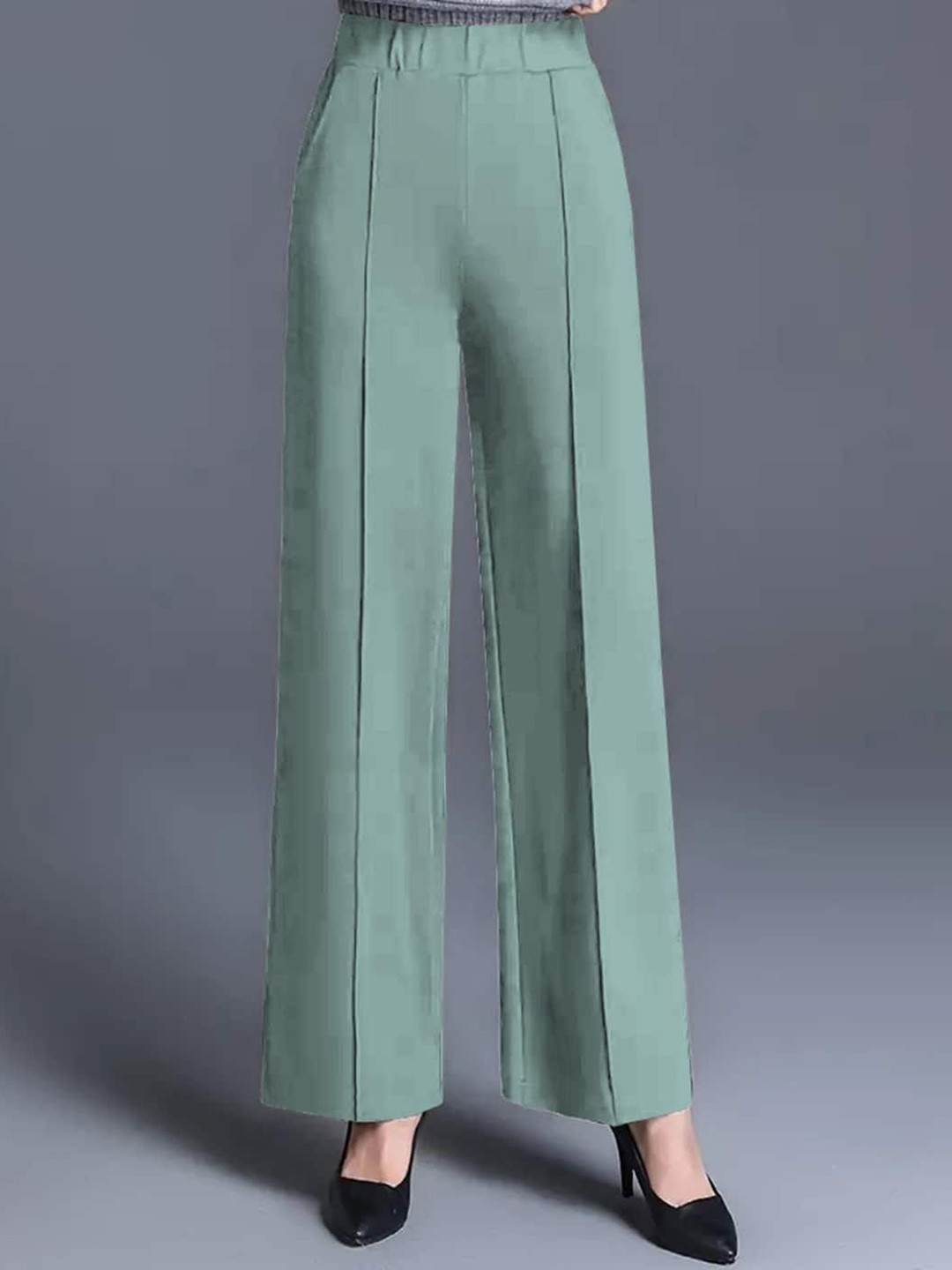 Sea Green Relaxed Fit Mid-Rise Cargos