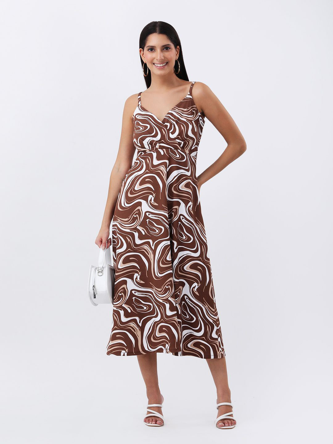 Qurvii Printed Wrap Fit & Flare Midi Dress