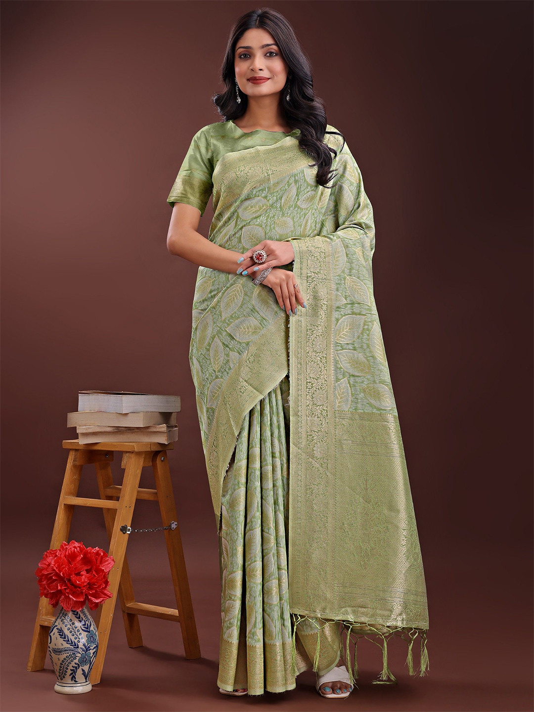 Pandadi Saree Ethnic Motifs and Woven Design Border Zari Sarees