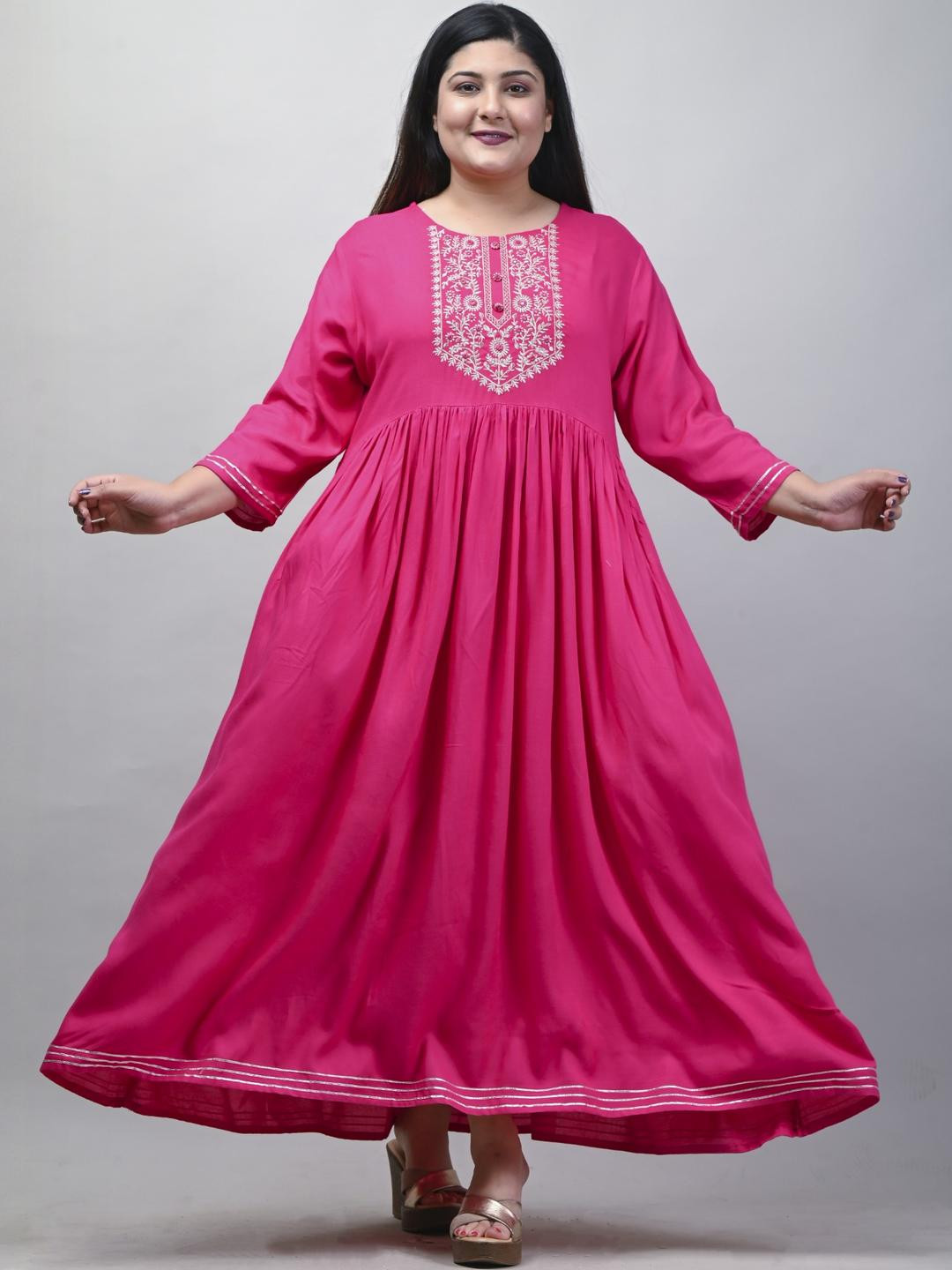 Swasti Pink Viscose Rayon Dresses