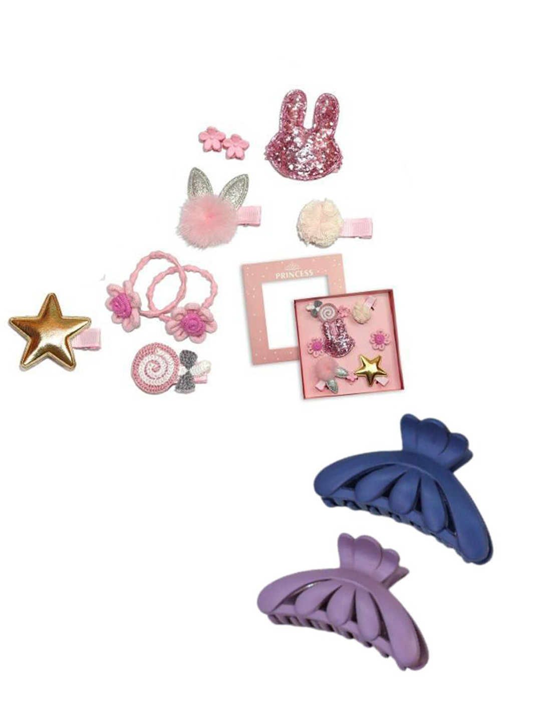 KRENOZ Women Set of 2 Claw Clip With Kids Glitter Hair Pins Set