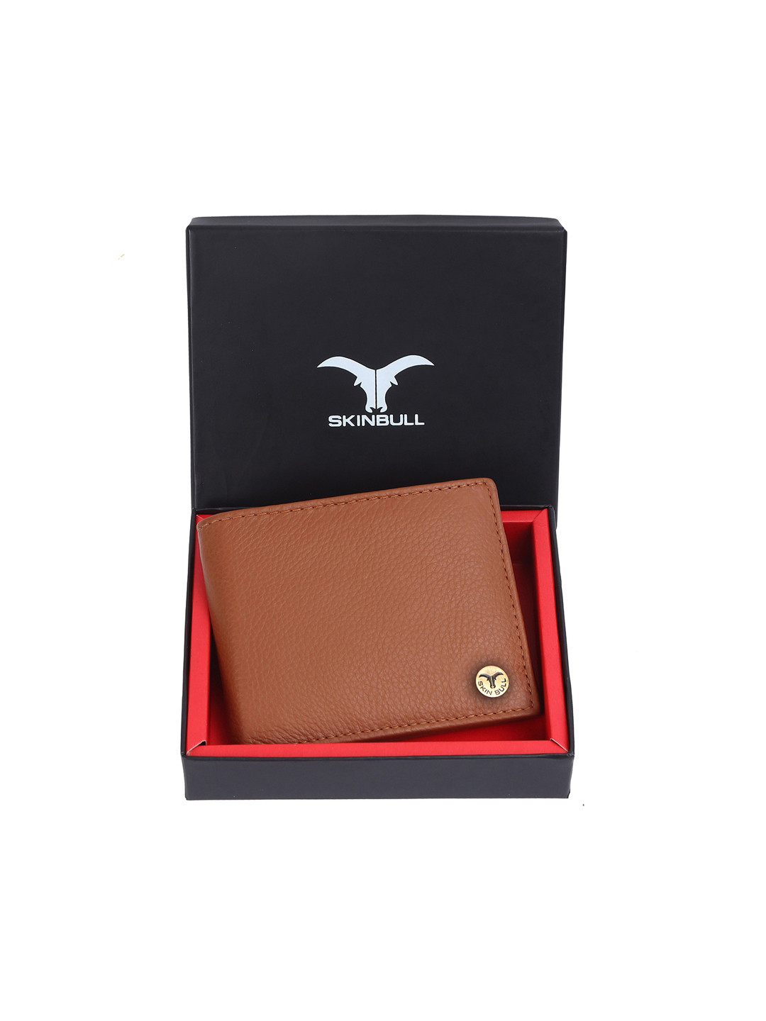 SKINBULL Men Brand Logo Solid Leather Two Fold Wallet