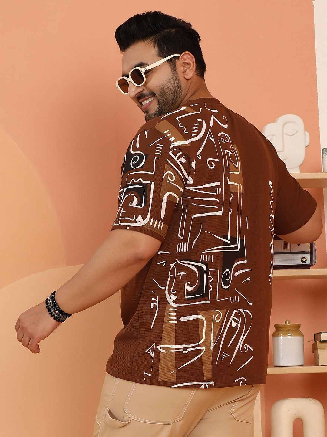 Instafab Plus Graphic Round Neck Drop Shoulder Sleeves Printed T-shirt