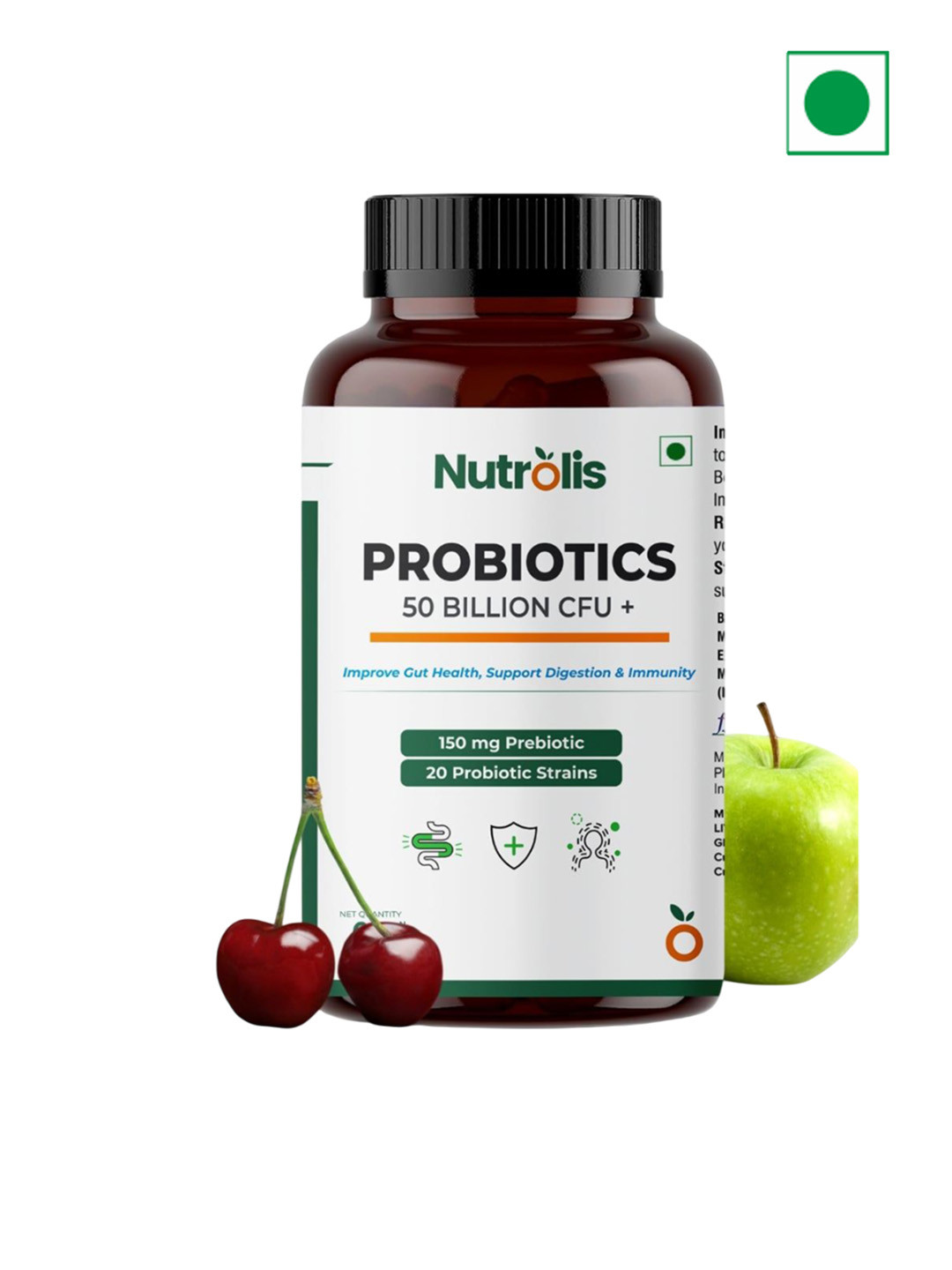 Nutrolis Probiotics Supplement 50 Billion CFU + For Digestive Health - 60 Tablets