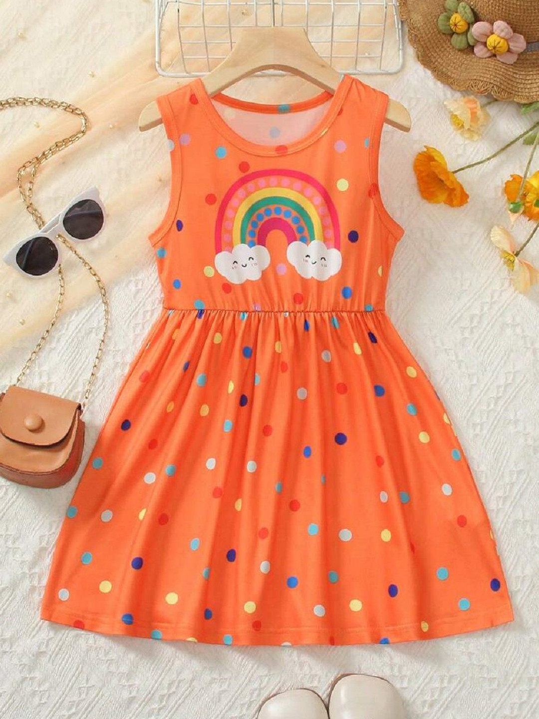 Miss & Chief Girls Polka Dot Printed Gathered or Pleated Fit & Flare Dress