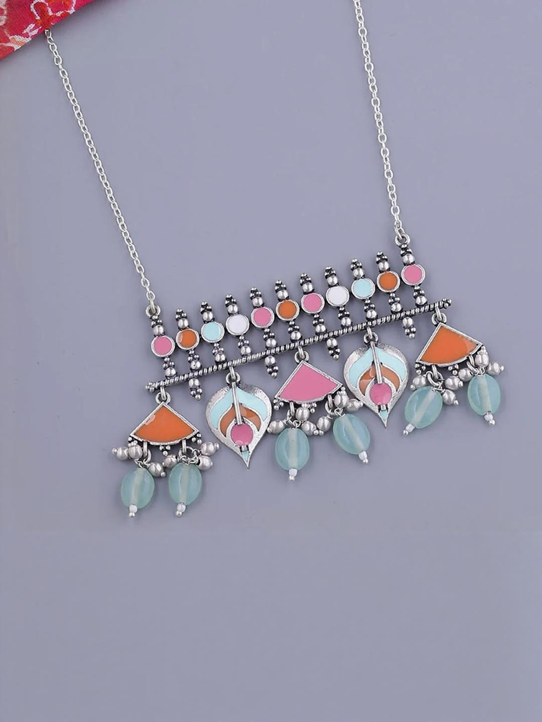FASHION EMPIRE Artificial Stones Silver Jewellery Set