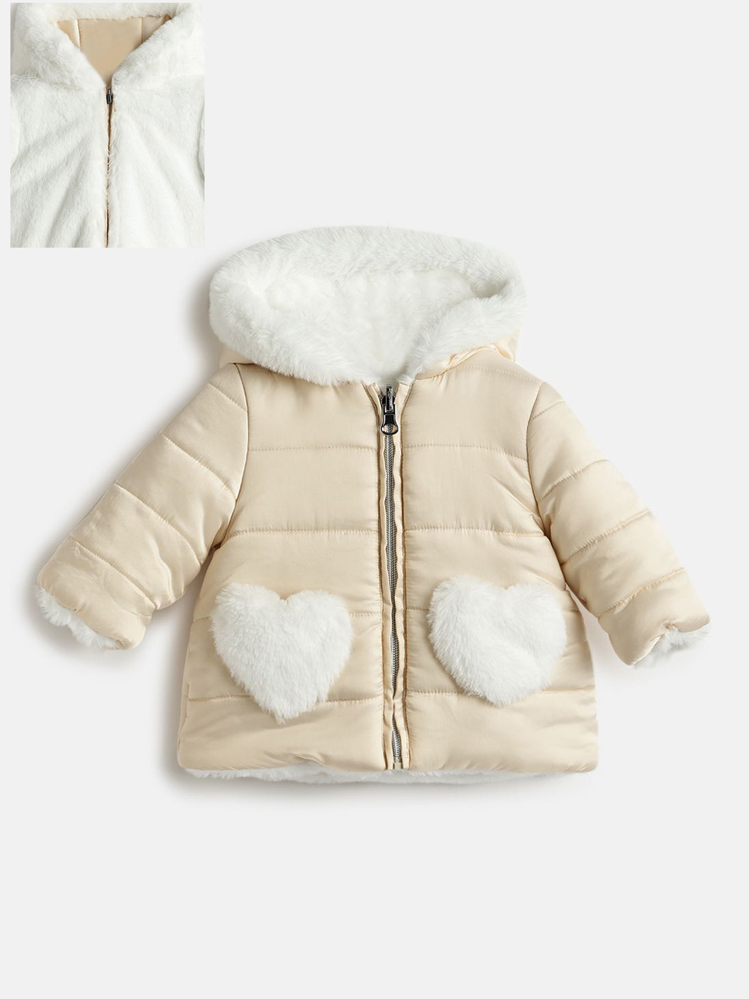 Chicco Girls Hooded Self Design Reversible Casual Parka