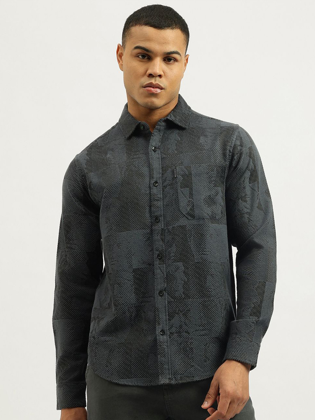 United Colors of Benetton Graphic Face Printed Spread Collar Casual Shirt