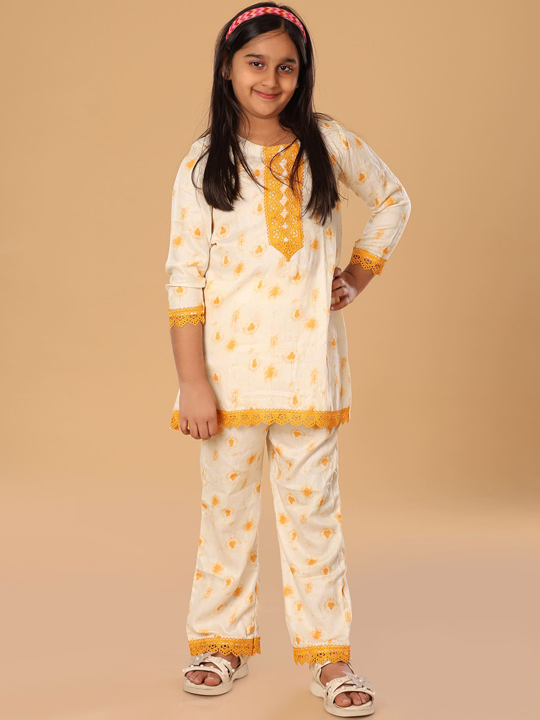 The Mini Trunk Yellow Tie & Dye Pant Set