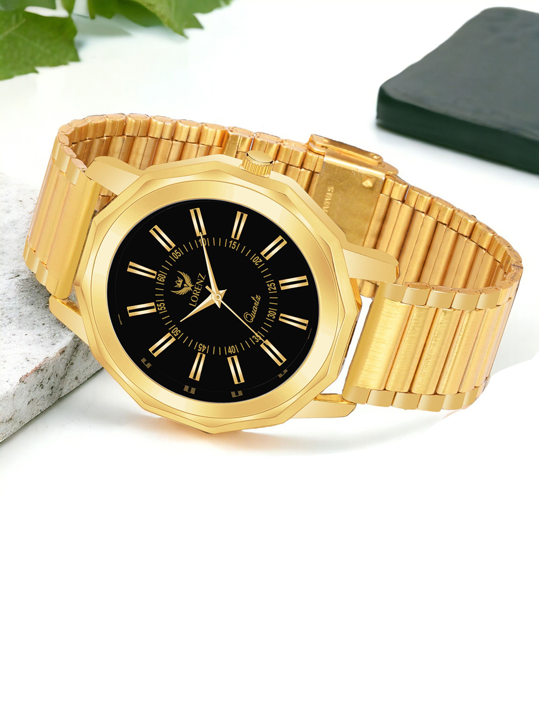 LORENZ Men Brass Dial & Stainless Steel Straps Analogue Watch MK-4060R