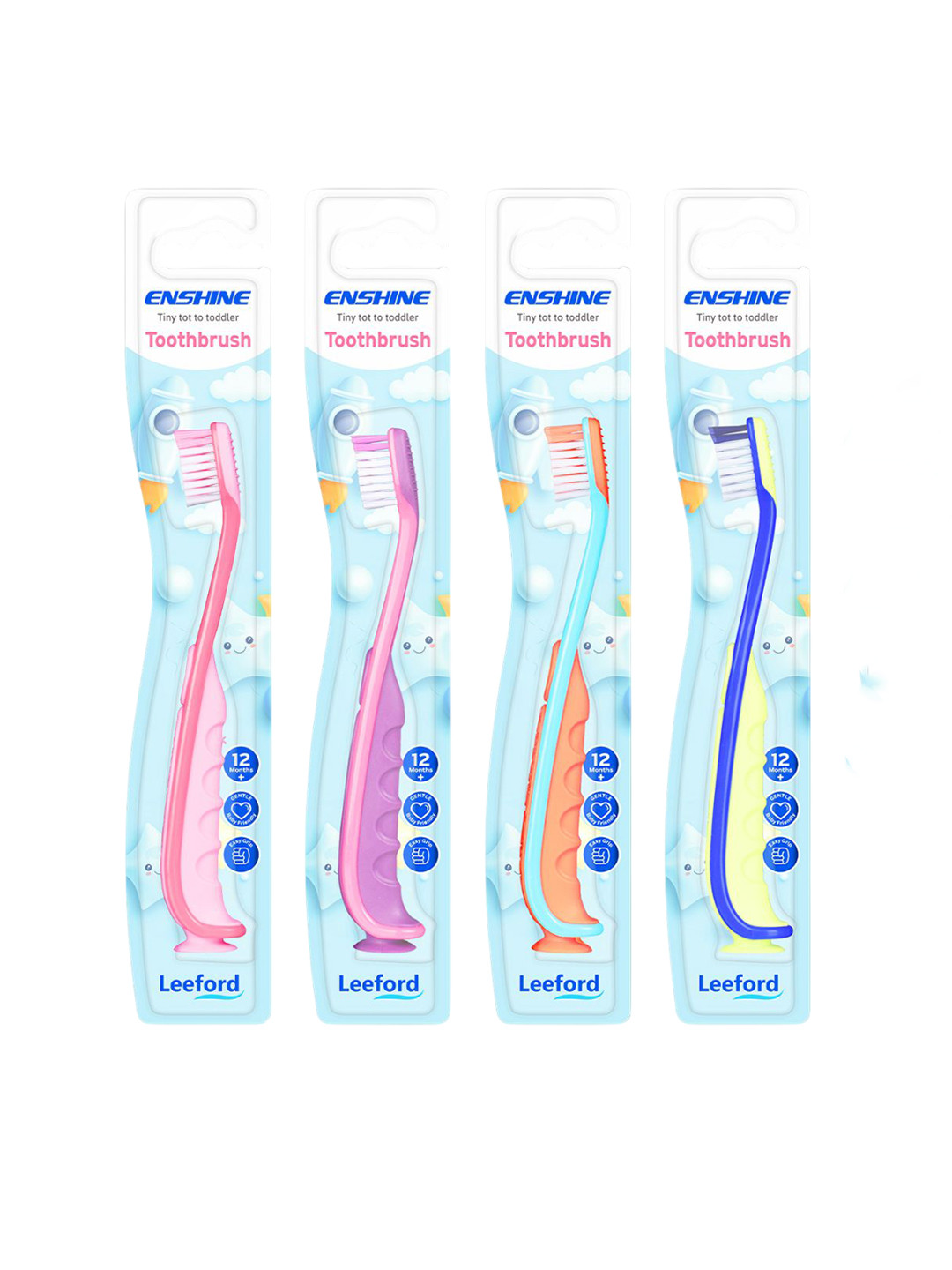 ENSHINE Kids Multicolor Set of 4 Toothbrush with Extra Soft Bristle